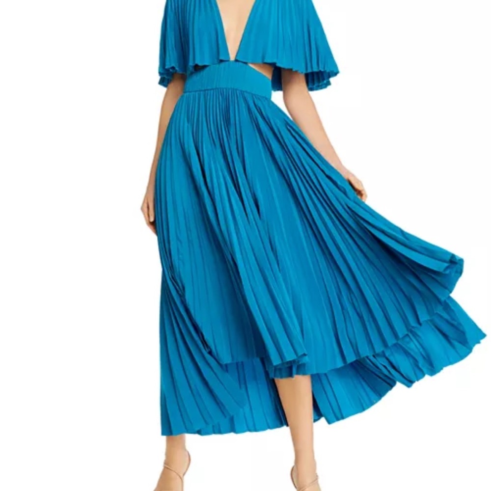 Amur Dara‎ Blue Pleated Dress with Cut Outs